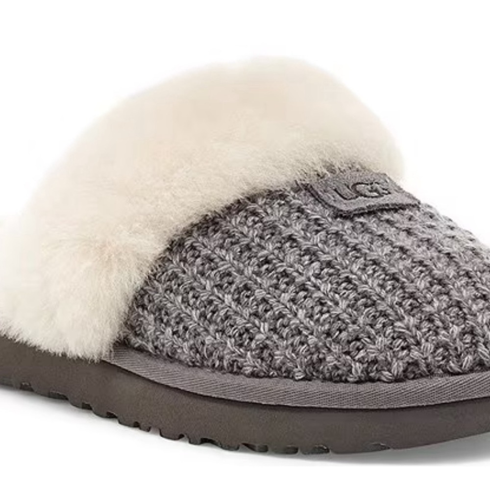 Ugg cozy knit slipper new in box. Charcoal